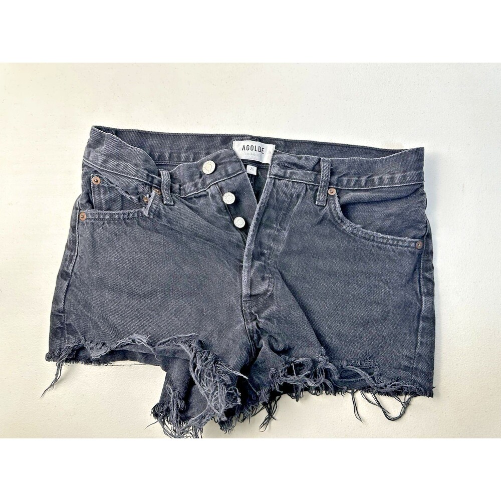 AGOLDE Parker Vintage Denim Shorts Womens Size 26 Washed Black